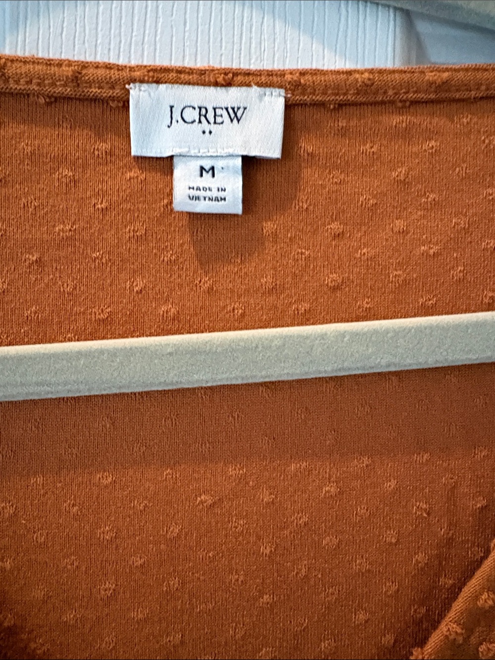 J. Crew Rust Textured V-Neck Blouse with Puff Sleeves - Picture 4 of 6